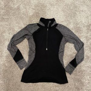 Black and Heathered Grey Luon Lululemon 1/4 Zip